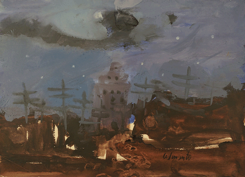 City night with telephone poles